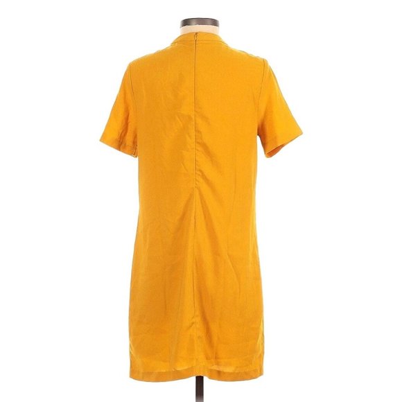 Bishop + Young Mini Dress Shift V-Neck Plunge Mustard Yellow Size Small Cutout - Picture 3 of 9